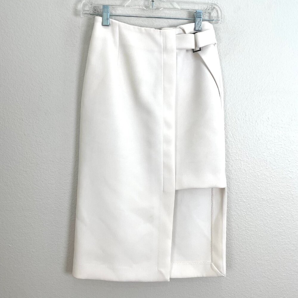Nicholas Womens 2 White Straight Pencil Skirt Zipper Back Knee Length